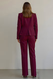 Burgundy 2 Piece Prom Suit With Ruffles