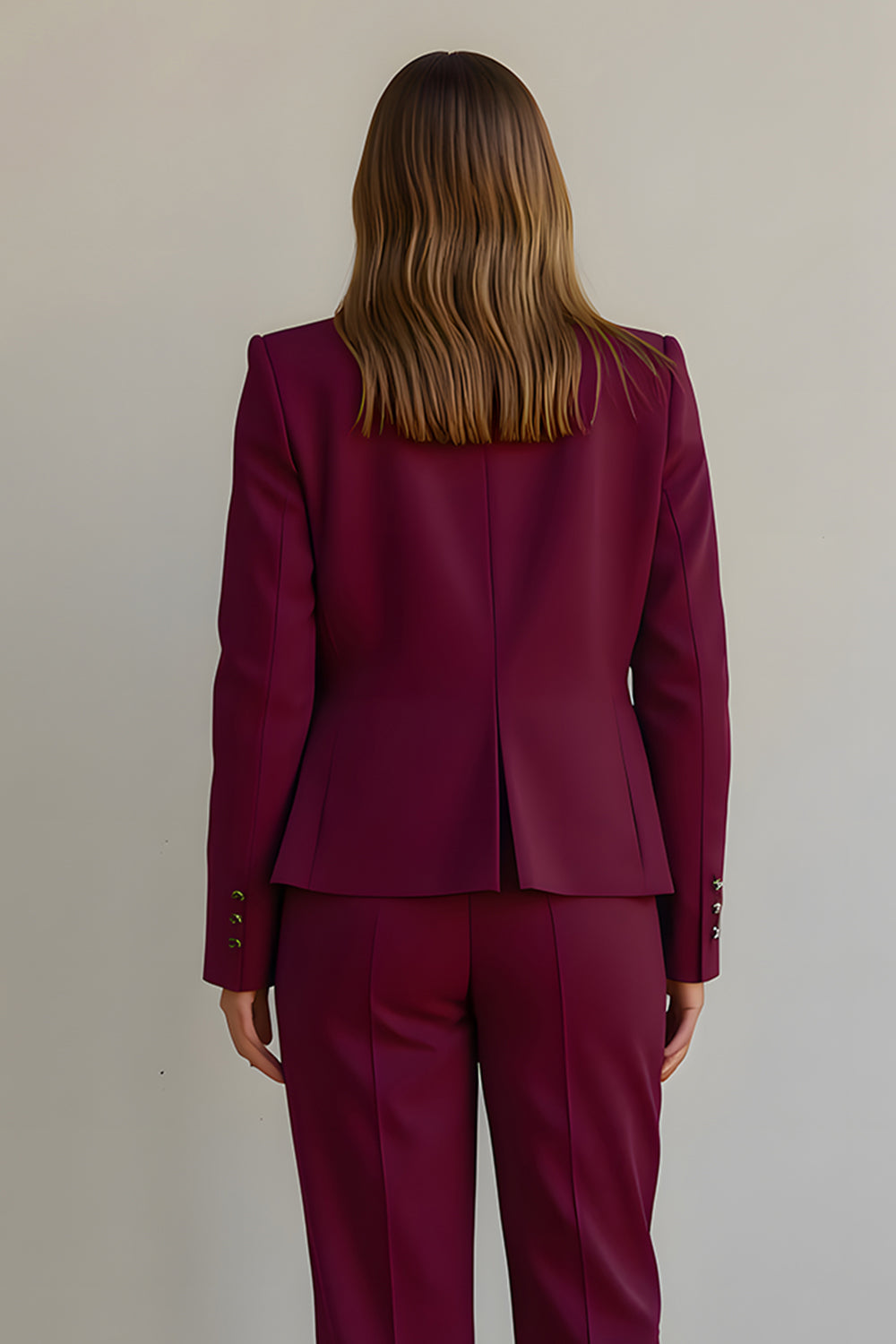 Burgundy 2 Piece Prom Suit With Ruffles