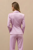 Pink Notched Lapel 2 Piece Double Breasted Work Suit
