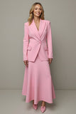 Peak Lapel 2 Piece One Button Pink Business Suit