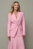 Peak Lapel 2 Piece One Button Pink Business Suit