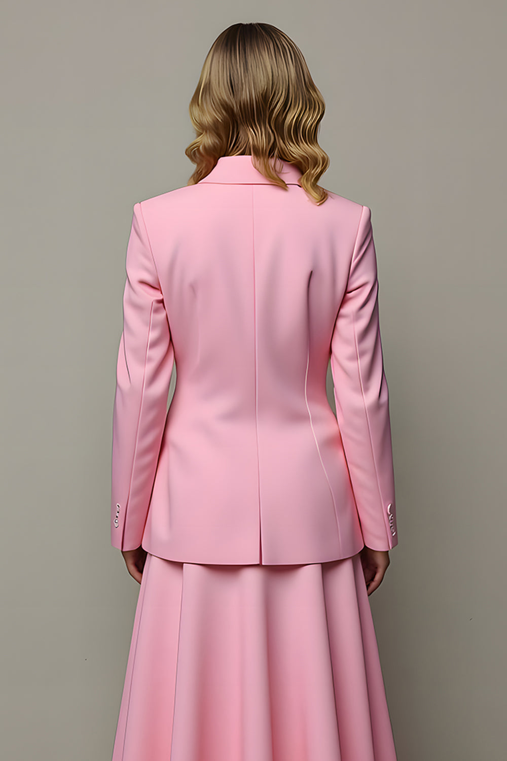 Peak Lapel 2 Piece One Button Pink Business Suit