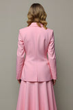 Peak Lapel 2 Piece One Button Pink Business Suit