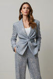 Glitter Grey Peak Lapel 2 Piece Prom Suit