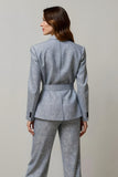 Glitter Grey Peak Lapel 2 Piece Prom Suit