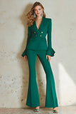 Dark Green Shawl Lapel 2 Piece Work Suit