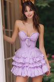 Lilac Strapless Corset Tiered A-Line Homecoming Dress