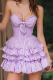 Lilac Strapless Corset Tiered A-Line Homecoming Dress