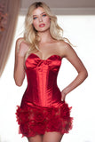 Satin Burgundy Strapless Corset Homecoming Dress with 3D Flowers
