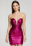 Bodycon Fuchsia Sequin Strapless Homecoming Dress