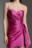 Bodycon Fuchsia Ruched Homecoming Dress With Sash