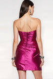 Strapless Fuchsia Bodycon Homecoming Dress With Slit