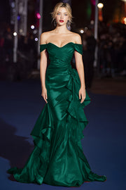 Dark Green Off The Shoulder Ruffled Mermaid Gala Dress
