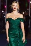 Dark Green Off The Shoulder Ruffled Mermaid Gala Dress