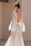 Ivory A Line Appliqued Long Wedding Dress