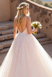 A Line Ivory Long Wedding Dress with Appliques