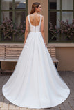 Simple Ivory Beaded A Line Wedding Dress
