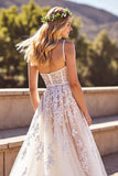 Ivory A Line Spaghetti Straps Long Wedding Dress