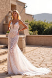 Mermaid Ivory Long Lace Wedding Dress