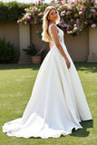 A Line Ivory Ruffled Long Wedding Dress With Appliques