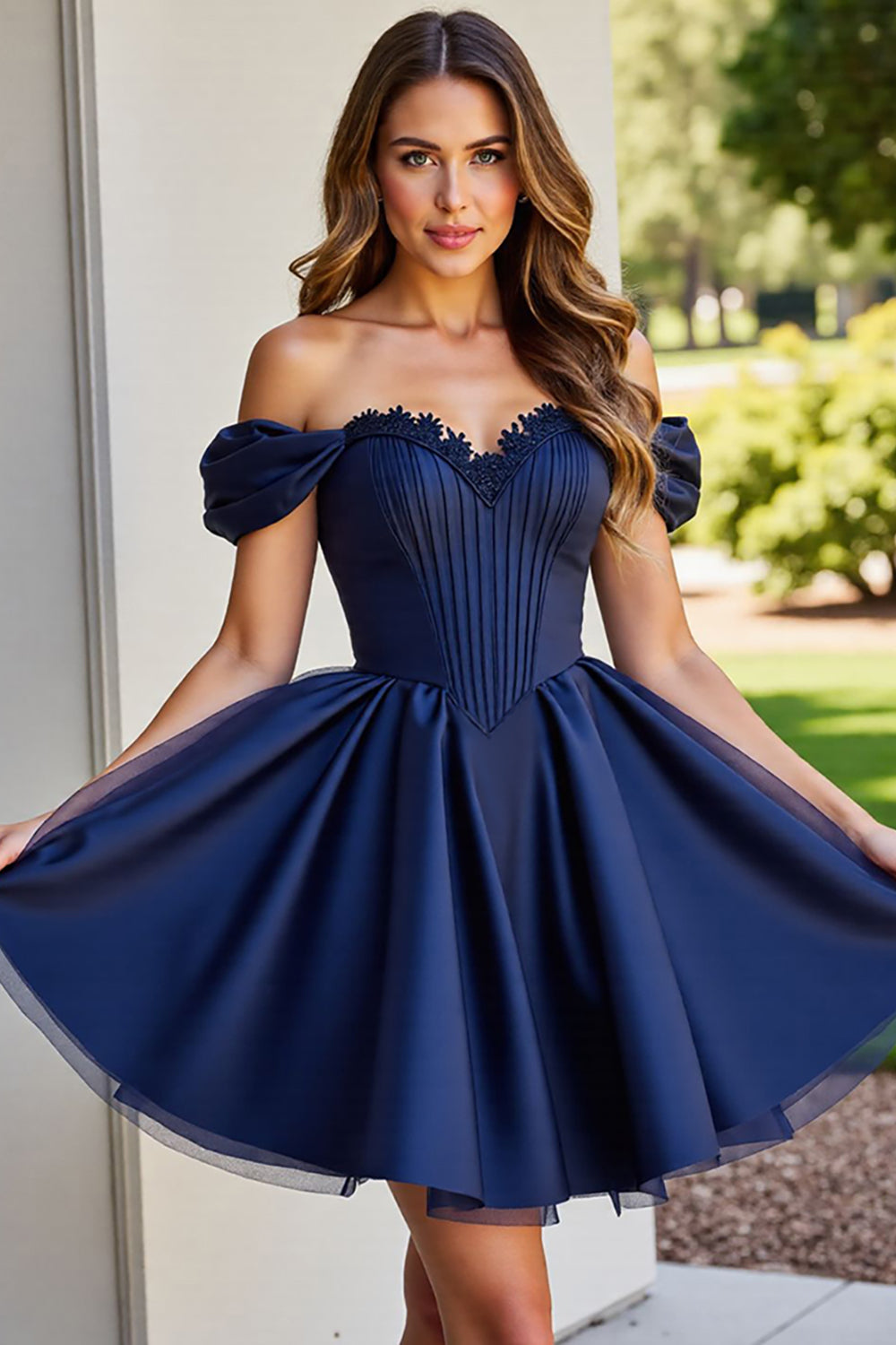 Black Off The Shoulder A Line Homecoming Dress