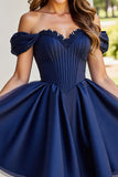 Black Off The Shoulder A Line Homecoming Dress
