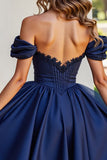 Black Off The Shoulder A Line Homecoming Dress