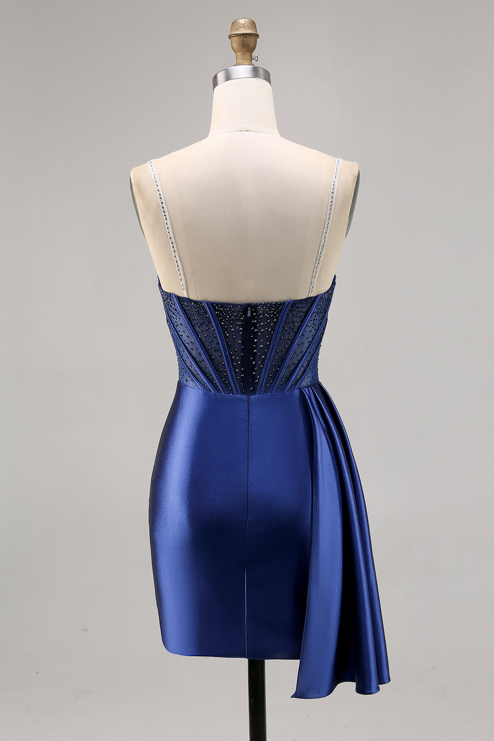 Bodycon Corset Beaded Navy Homecoming Dress With Sash