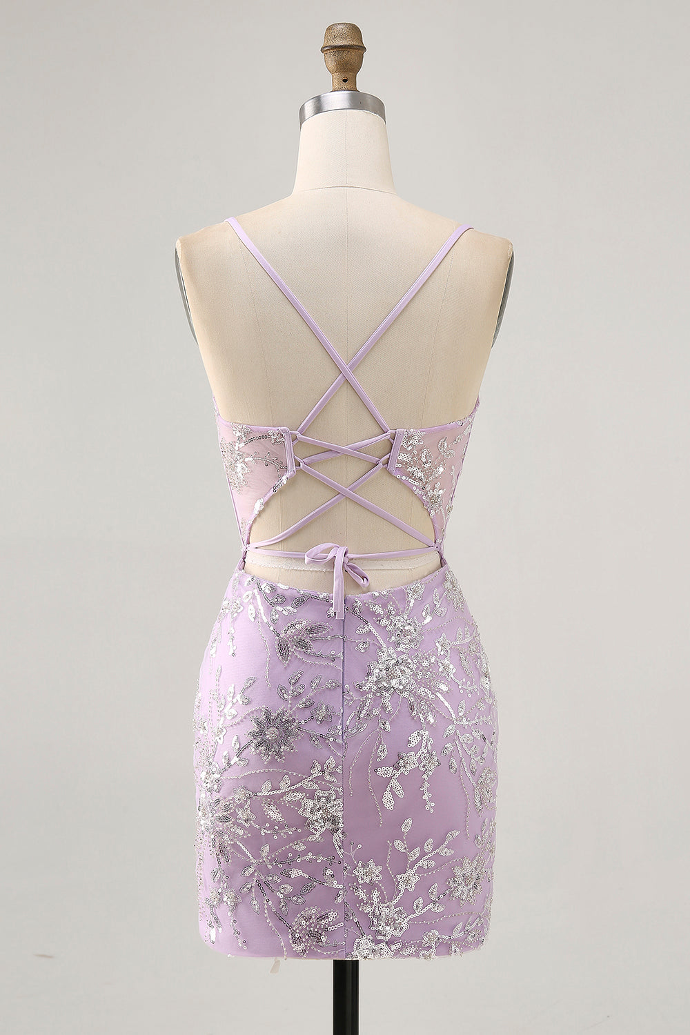 Bodycon Lilac Corset Homecoming Dress With Sequins