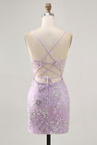 Bodycon Lilac Corset Homecoming Dress With Sequins