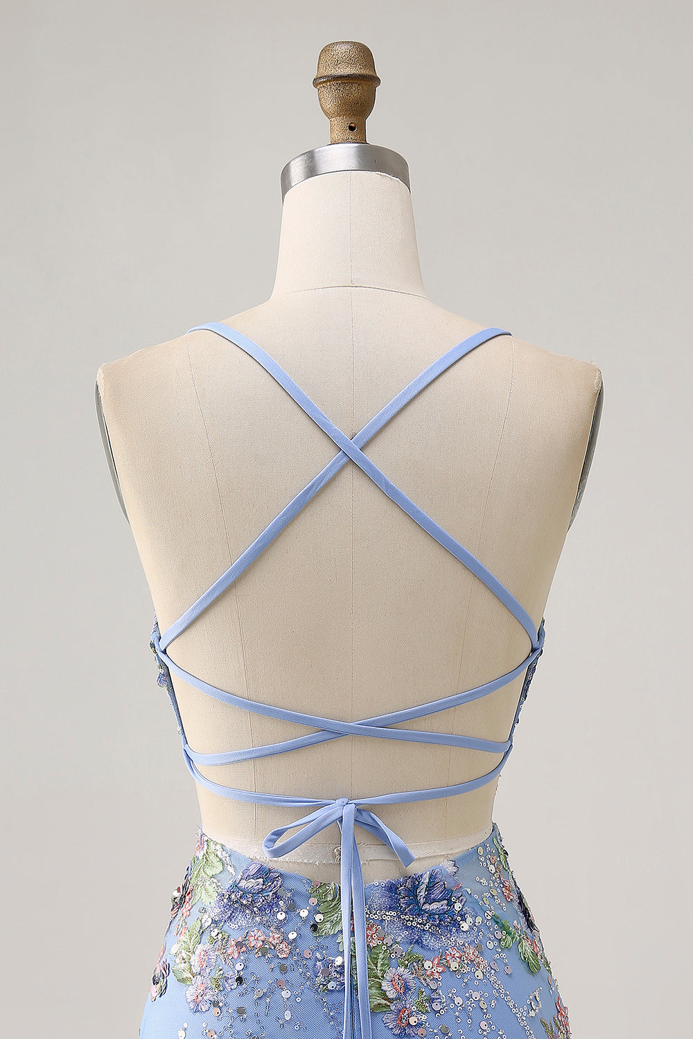 Floral Bodycon Sequin Pink Homecoming Dress with Lace-up Back