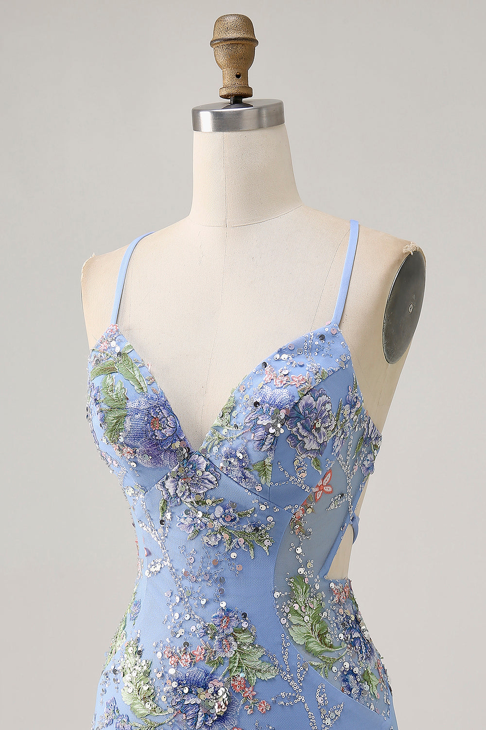 Floral Bodycon Sequin Pink Homecoming Dress with Lace-up Back