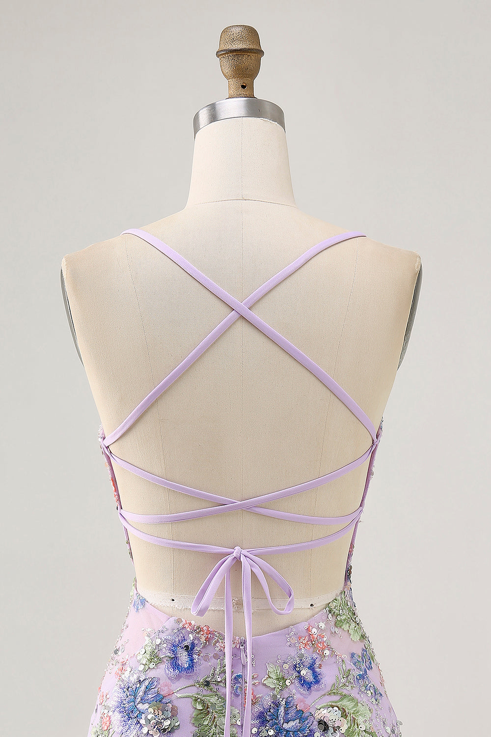 Floral Bodycon Sequin Pink Homecoming Dress with Lace-up Back