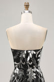 Chic Black Bodycon Sequin Strapless Homecoming Dress with Beading