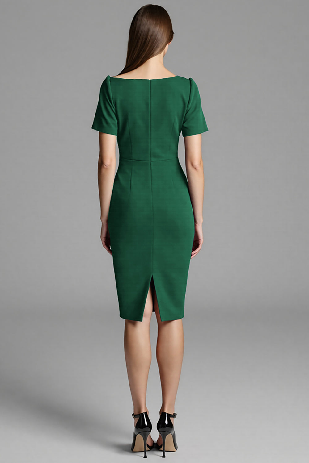 Navy Asymmetrical Ruched Midi Dress