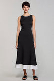 Black A Line Round Neck Maxi Dress