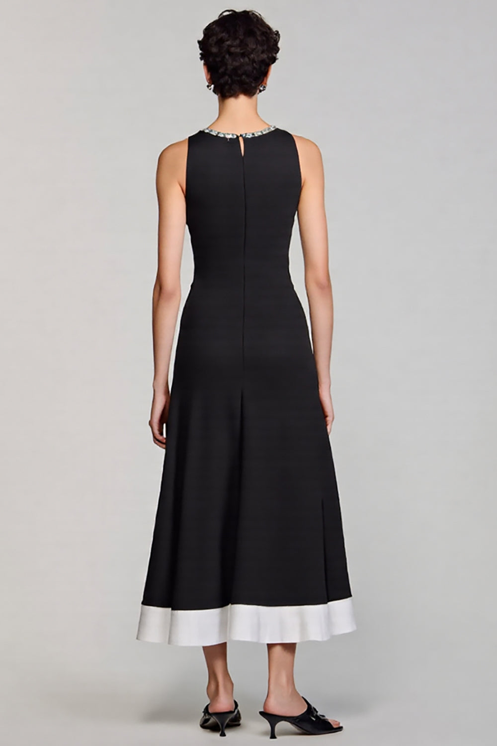 Black A Line Round Neck Maxi Dress