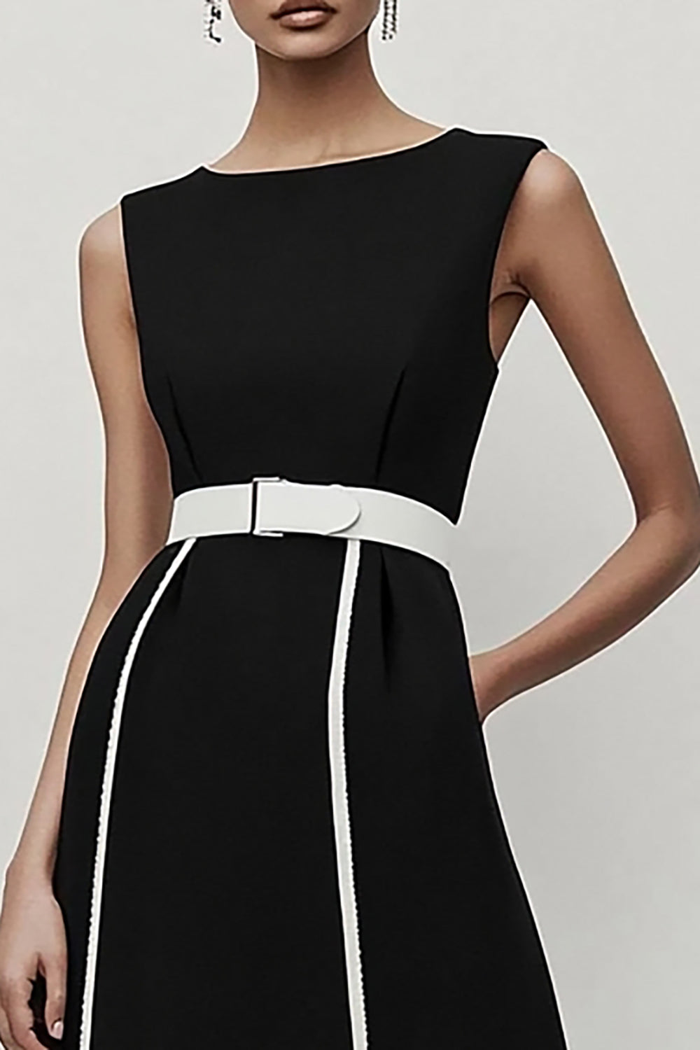 Black A Line Maxi Dress with Belt