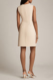Champagne A Line Round Neck Mini Dress