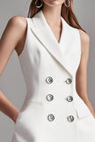 Ivory A Line V-Neck Mini Dress with Buttons