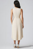Champagne A Line Midi Dress with Belt