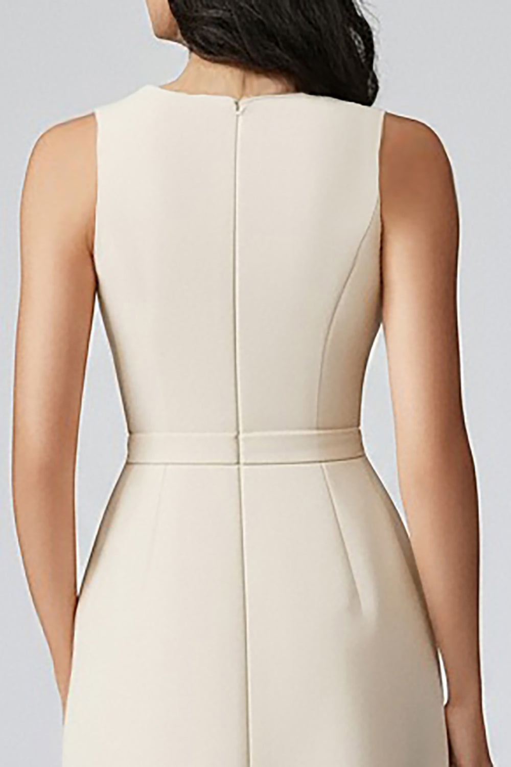 Champagne A Line Midi Dress with Belt