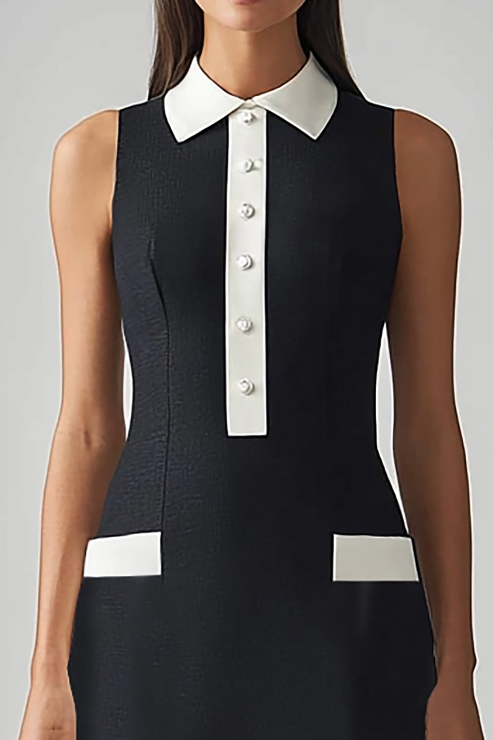 Black Sheath Lapel Neck Midi Dress
