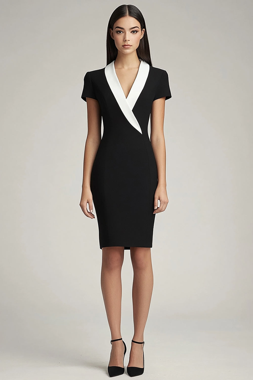 Black Bodycon Short Sleeve Midi Dress