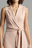 Champagne A Line Midi Dress with Sash