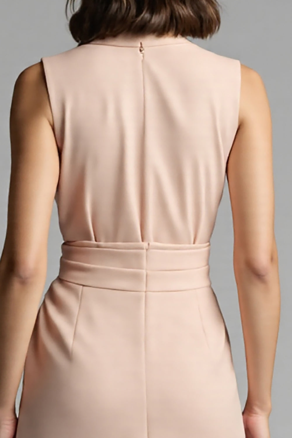 Champagne A Line Midi Dress with Sash