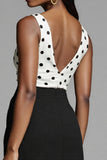 Black Polka Dots Sheath Midi Dress with Slit