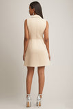 Champagne A Line Lapel Mini Dress