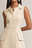 Champagne A Line Lapel Mini Dress