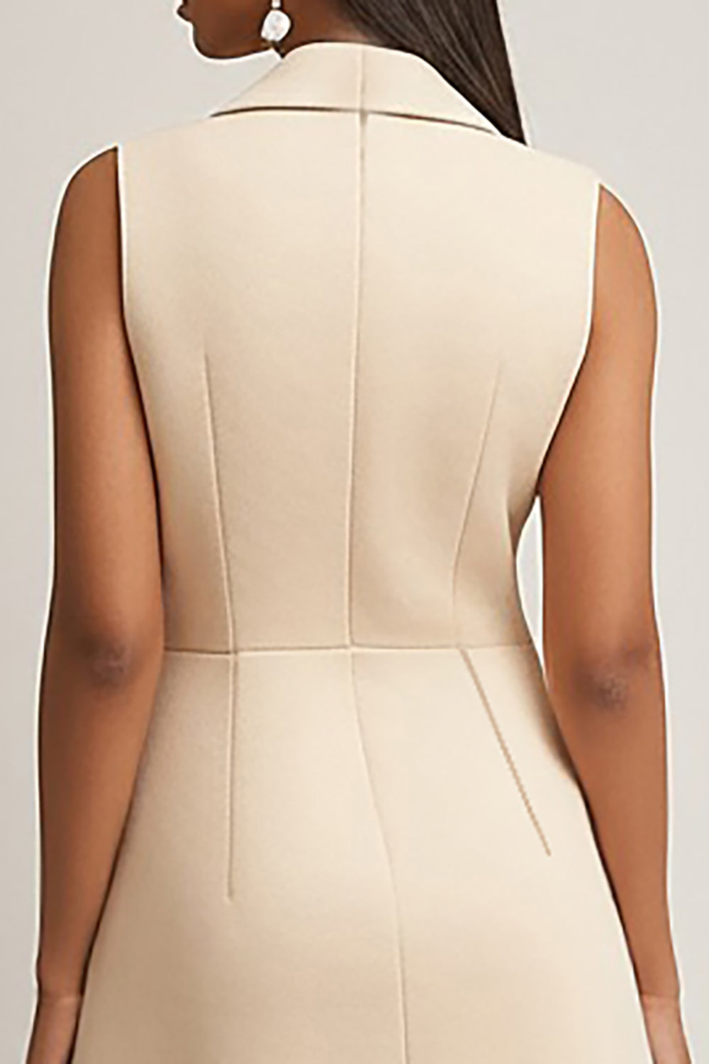 Champagne A Line Lapel Mini Dress